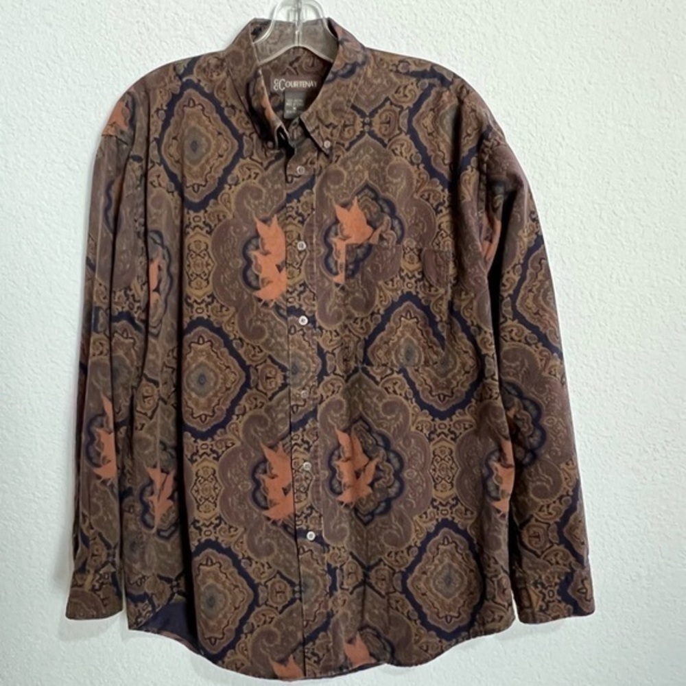 Vintage Courtenay Boho Indie Vibe Brushed Cotton Button Down Casual Shirt Medium